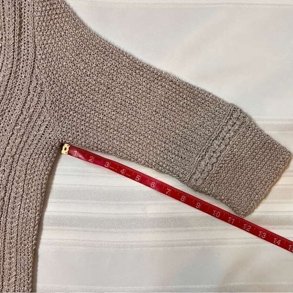 Jones New York Linen Crochet 3/4 Sleeve Cardigan Sz M EUC Cafe Au Lait Color - Picture 7 of 9